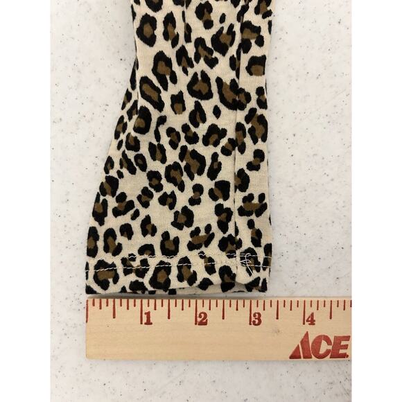 Gaze Top Womens XS Leopard Animal Print Soft Peplum Long Sleeve Tan Pullover - Picture 5 of 6
